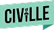 Logo with the text "CIVILLE" in bold black letters on a light teal background.